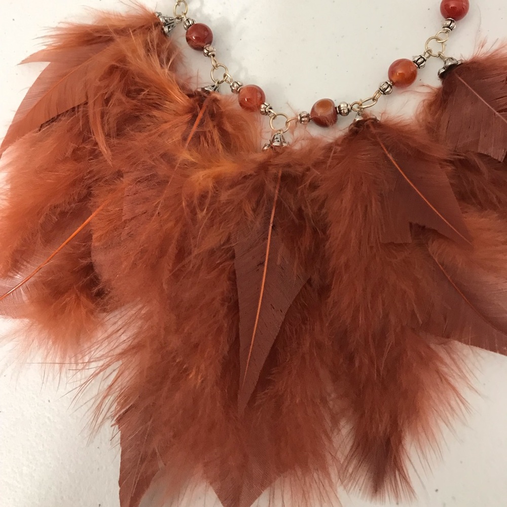 Carnelian Feather Necklace And Earrings set